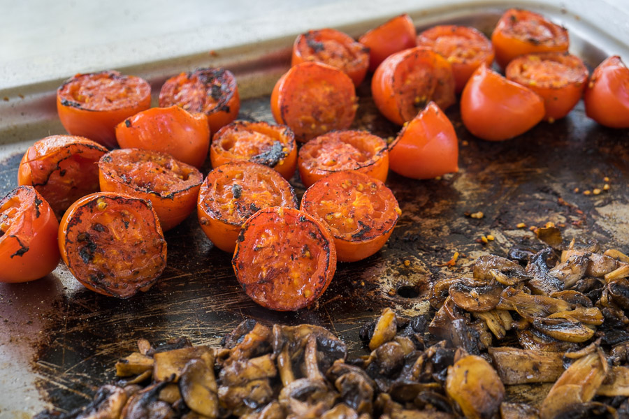 Tomatoes and mushrooms