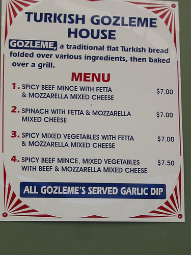 Turkish Gozleme House Menu