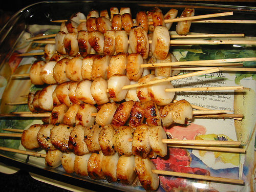 Scallop kebabs