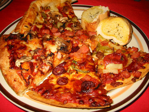 A plate of pizza