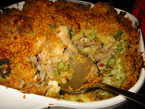 Chicken and broccoli casserole, dug up