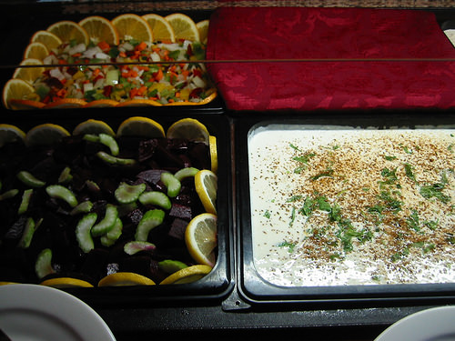 Pickled beetroot, yoghurt, salad