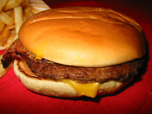 McDonalds double cheeseburger with bacon