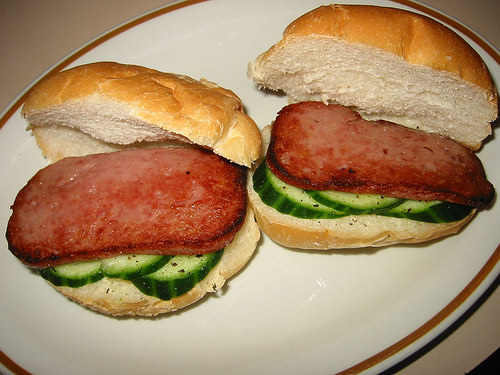 SPAM and cucumber buns