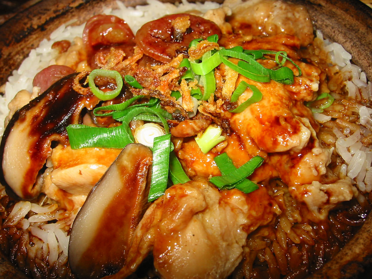 Claypot chicken rice, close up