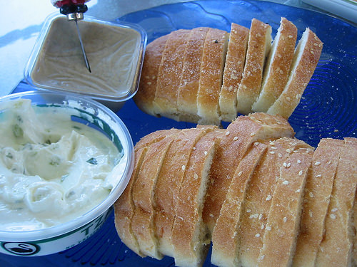 Pate, tzatziki dip and turkish bread