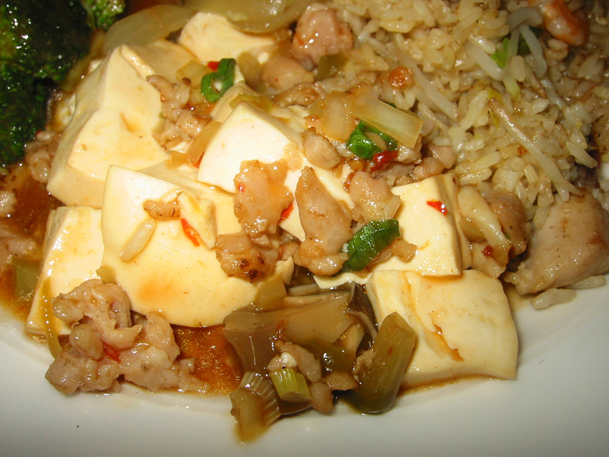 Close-up of ma po tofu