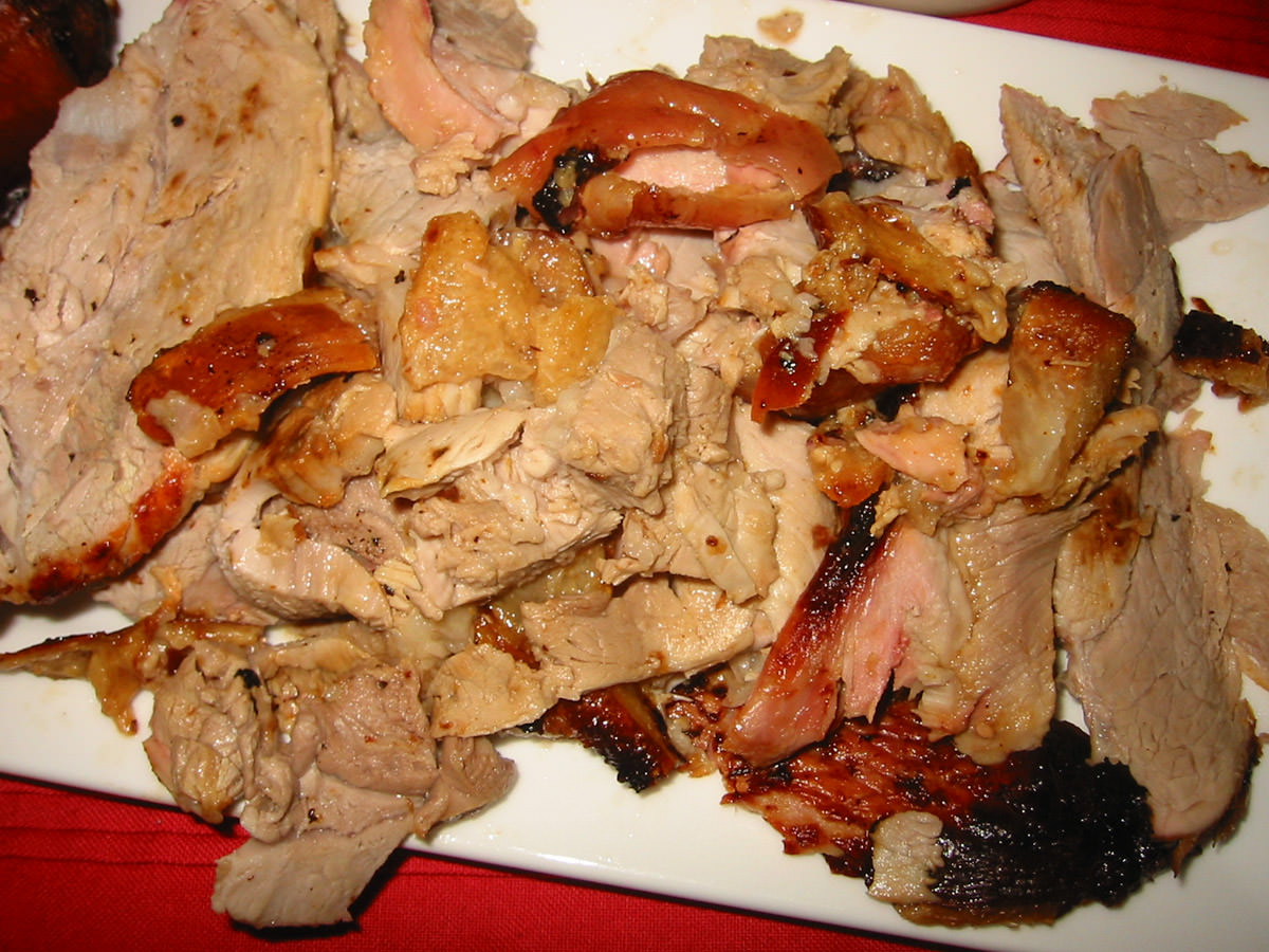 Carved roast pork