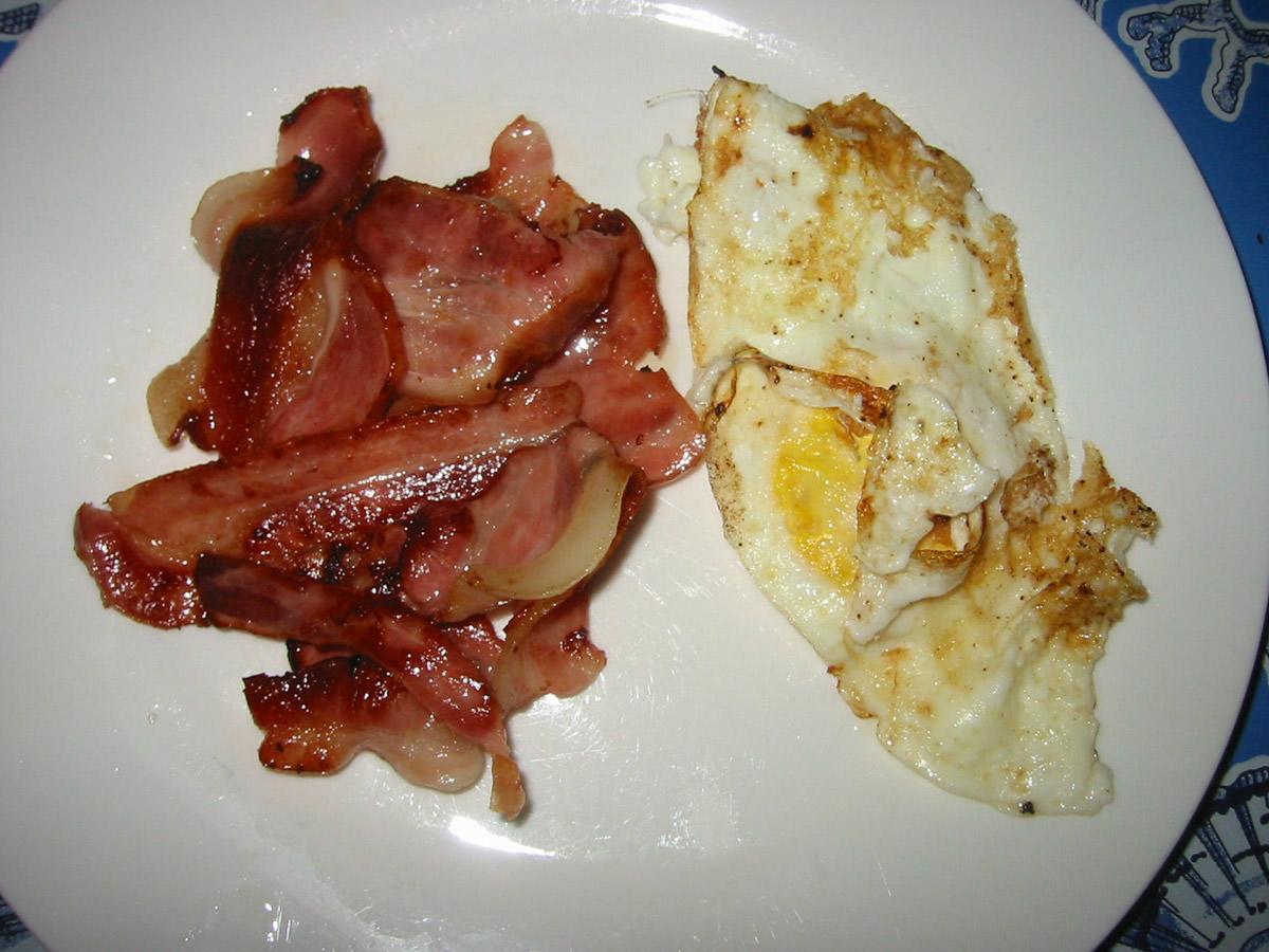 Bacon and eggs over easy