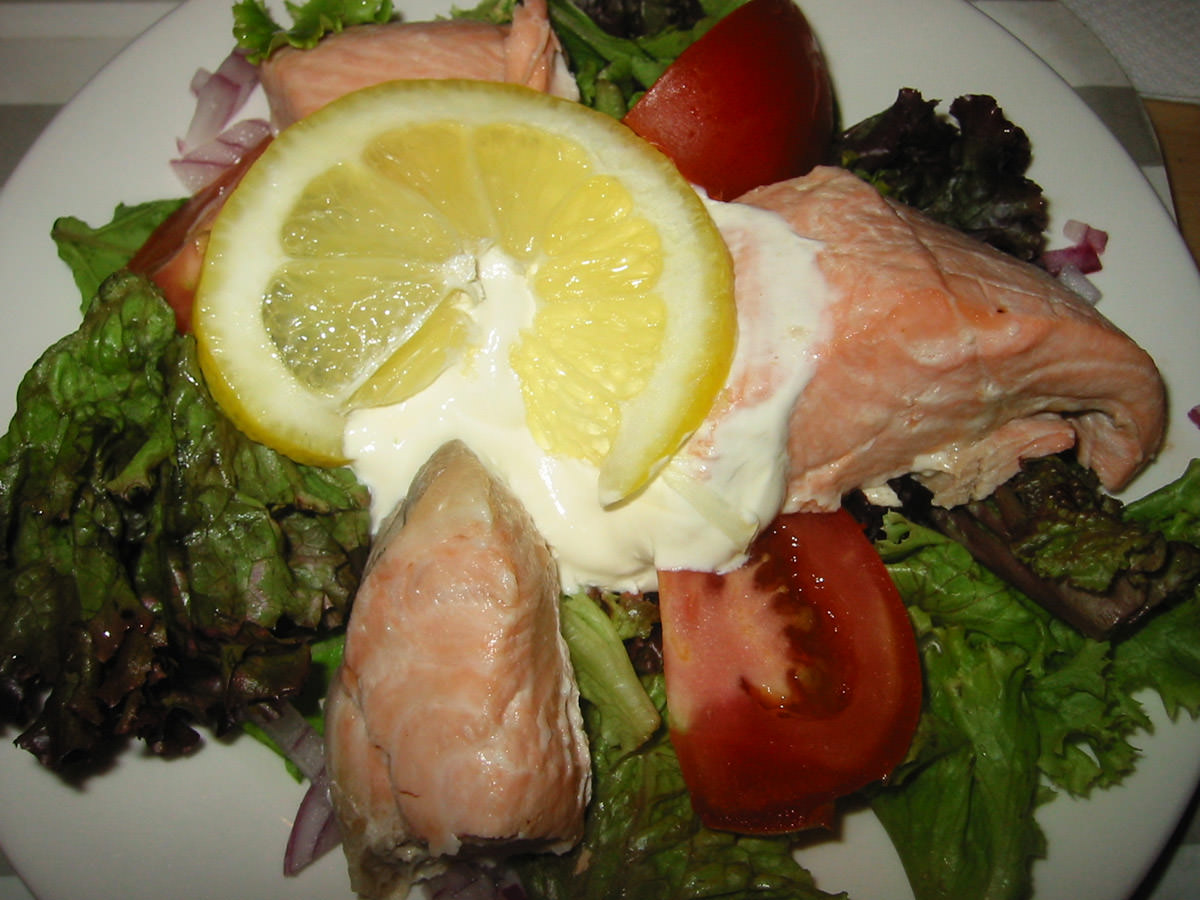 Poached salmon salad