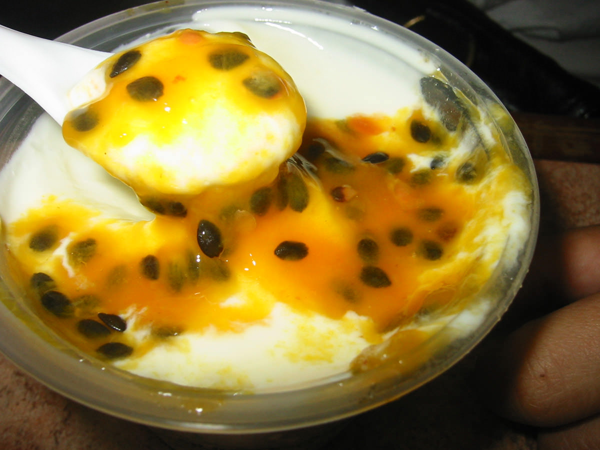 Passionfruit yoghurt close-up