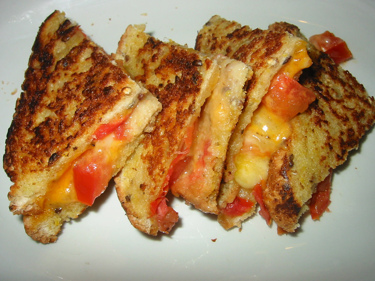 Toasted cheese and tomato sandwich
