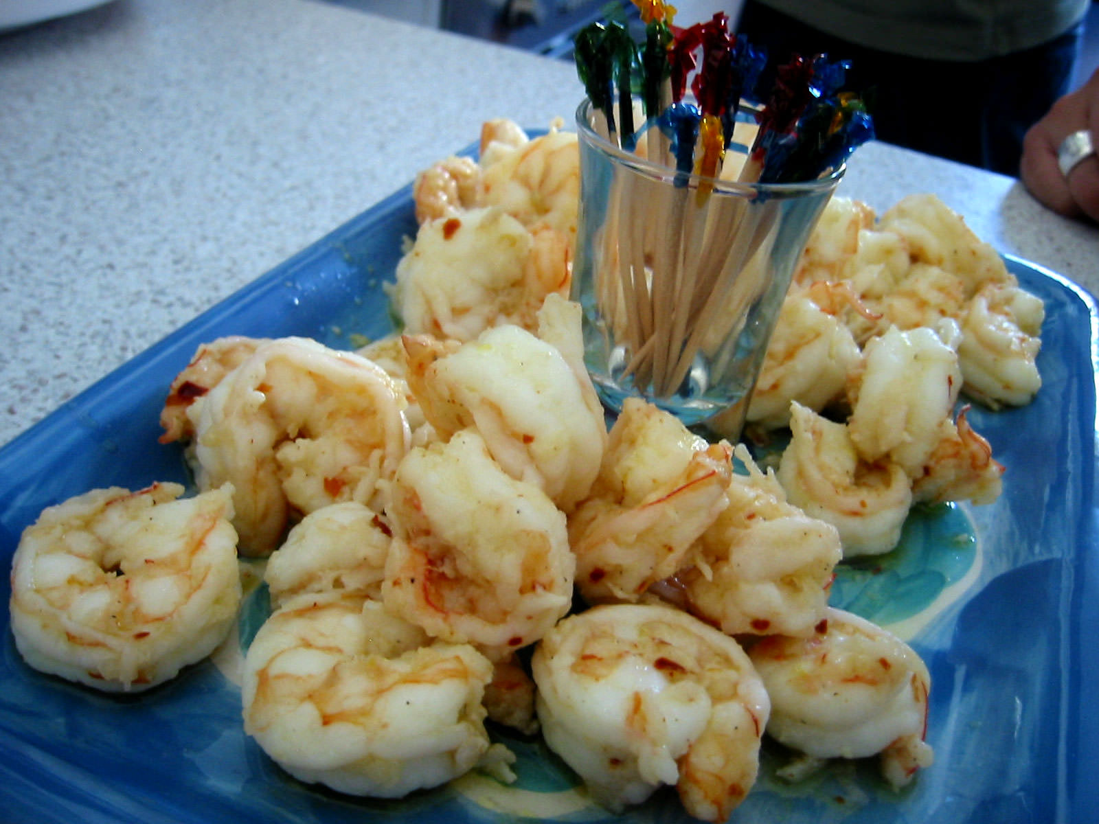 Garlic prawns  served up