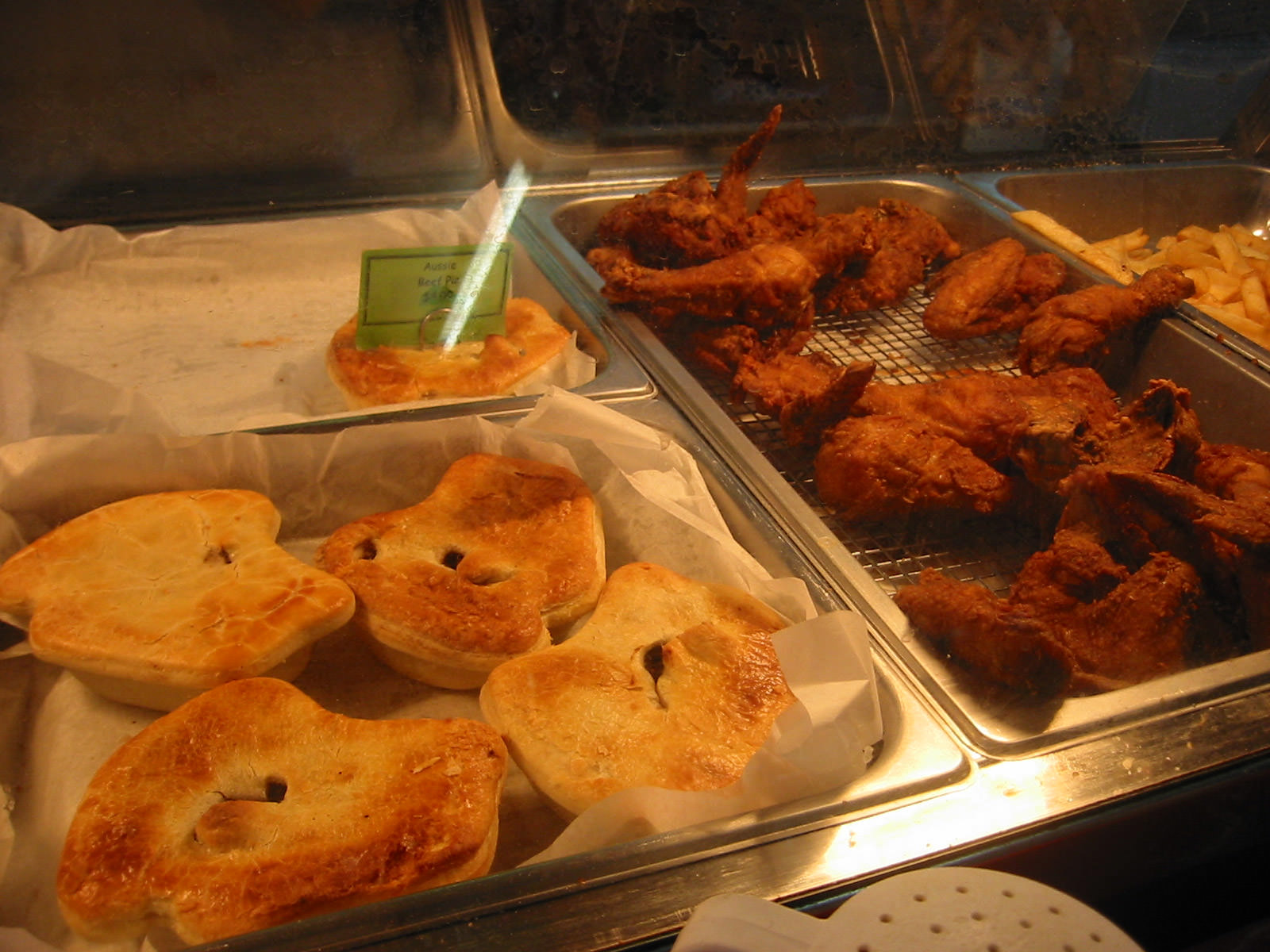 Aussie meat pies and Country Fried Chicken