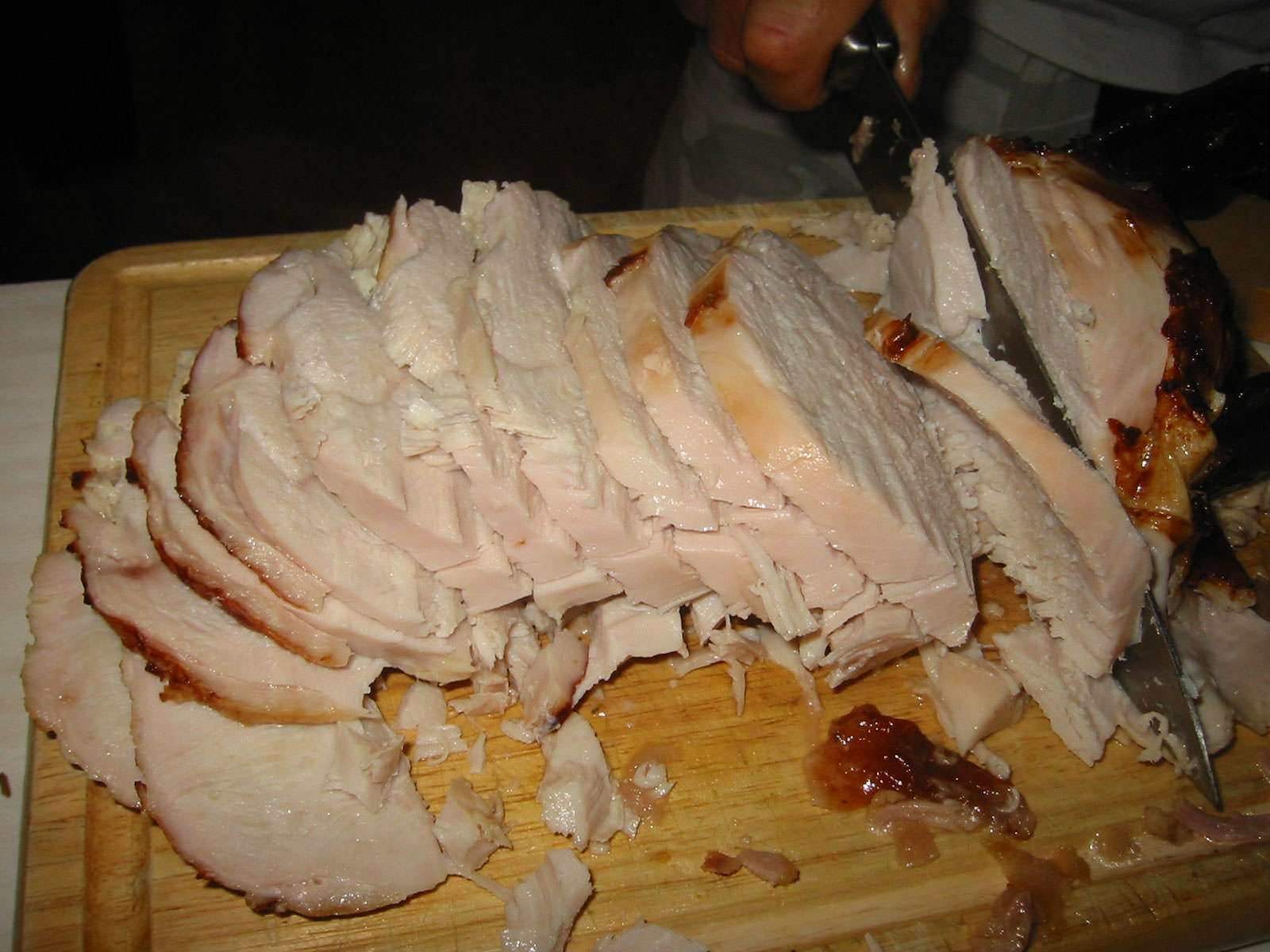 Carving the turkey breast roast