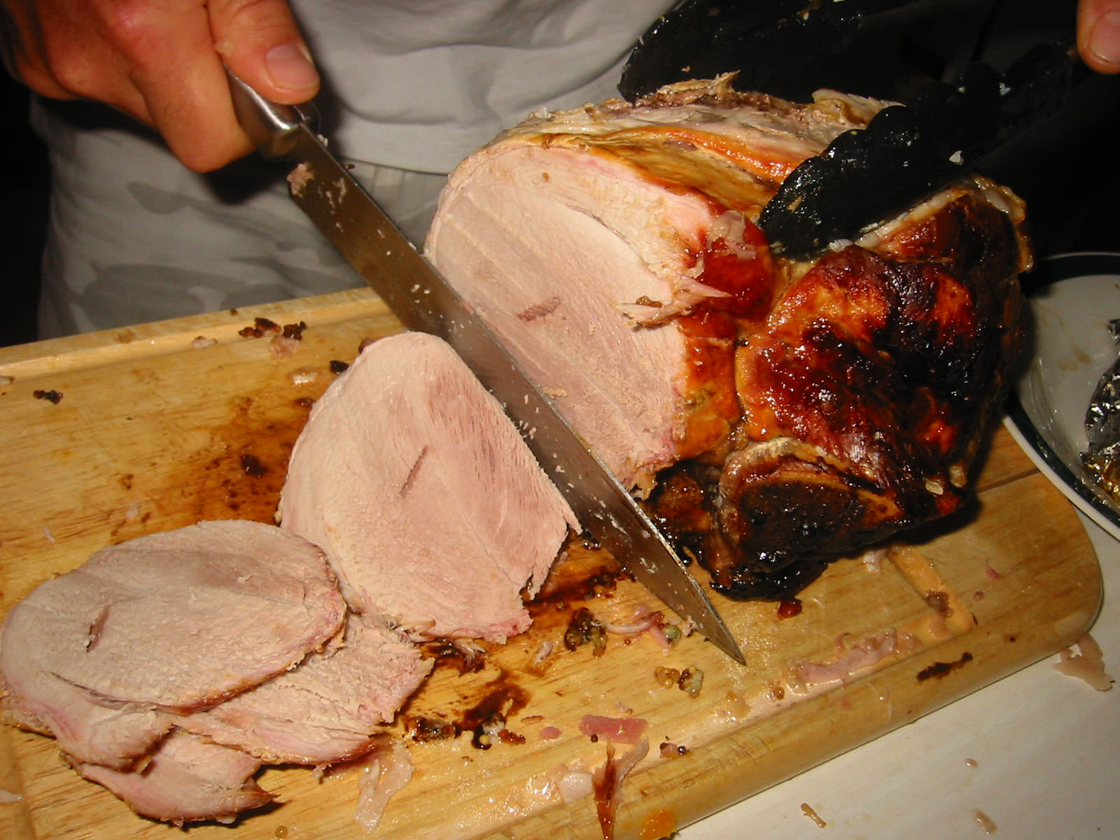 Carving the roast pork
