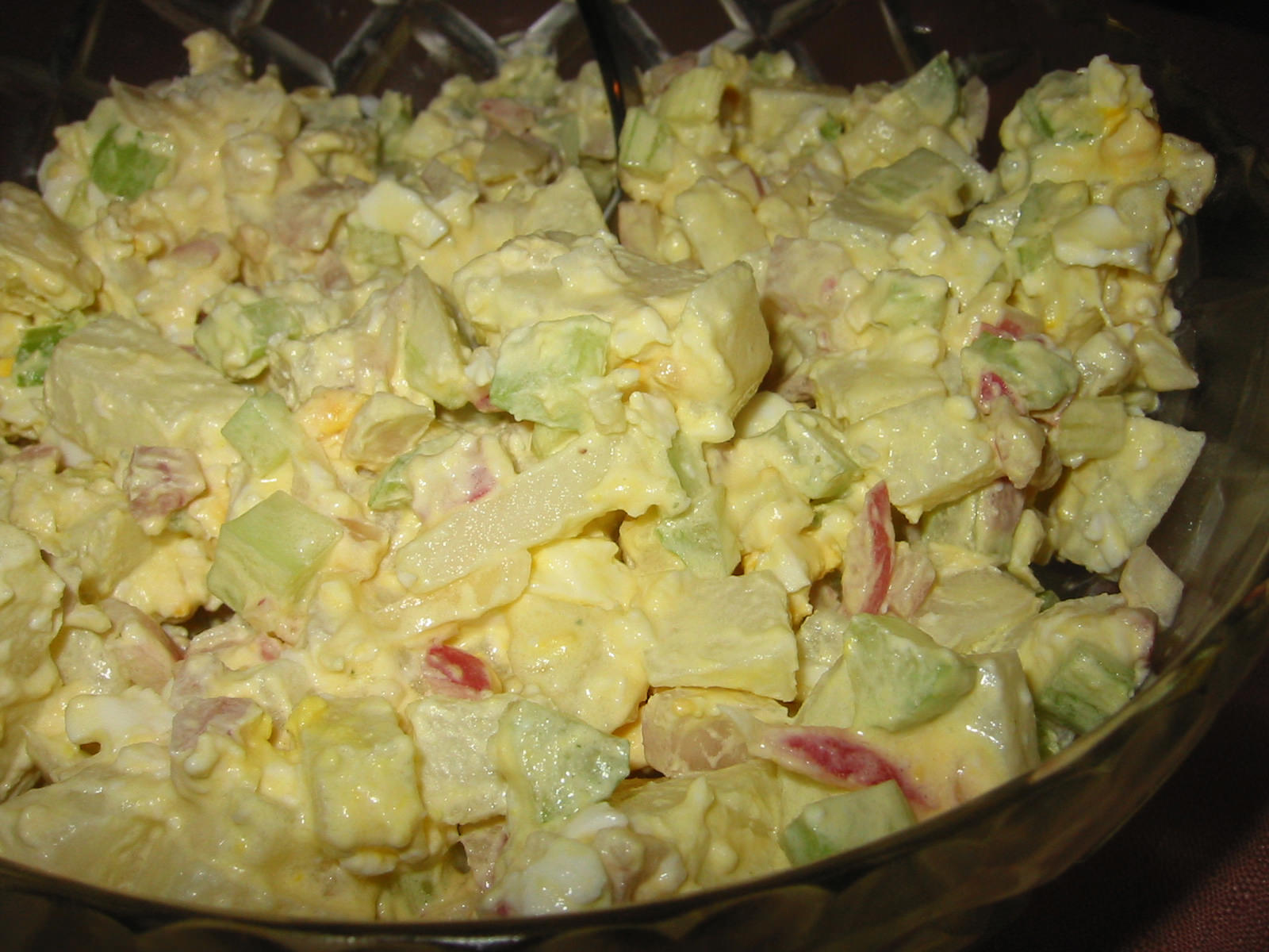 Potato salad made with french onion soup mix