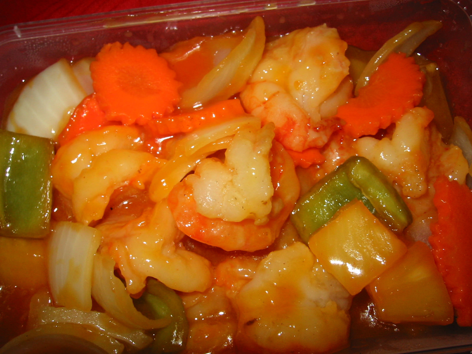 Chinese home delivery sweet and sour prawns