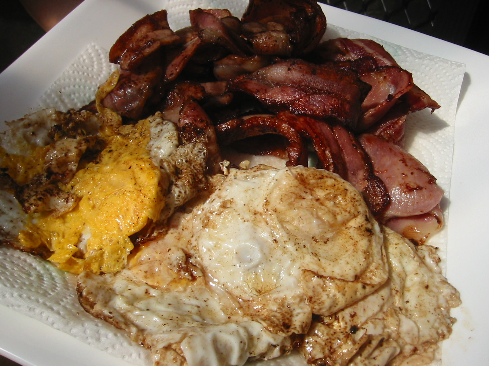 Platter of bacon and eggs
