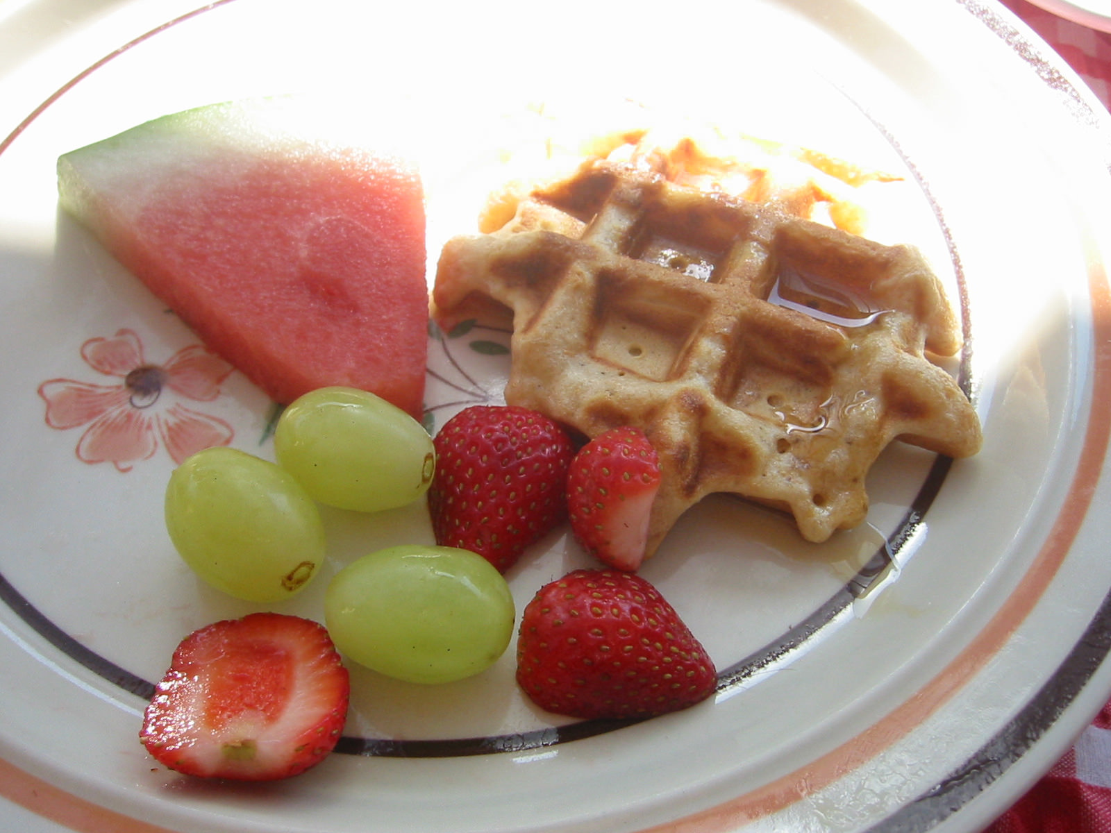 Small waffle with fruit and sunshine