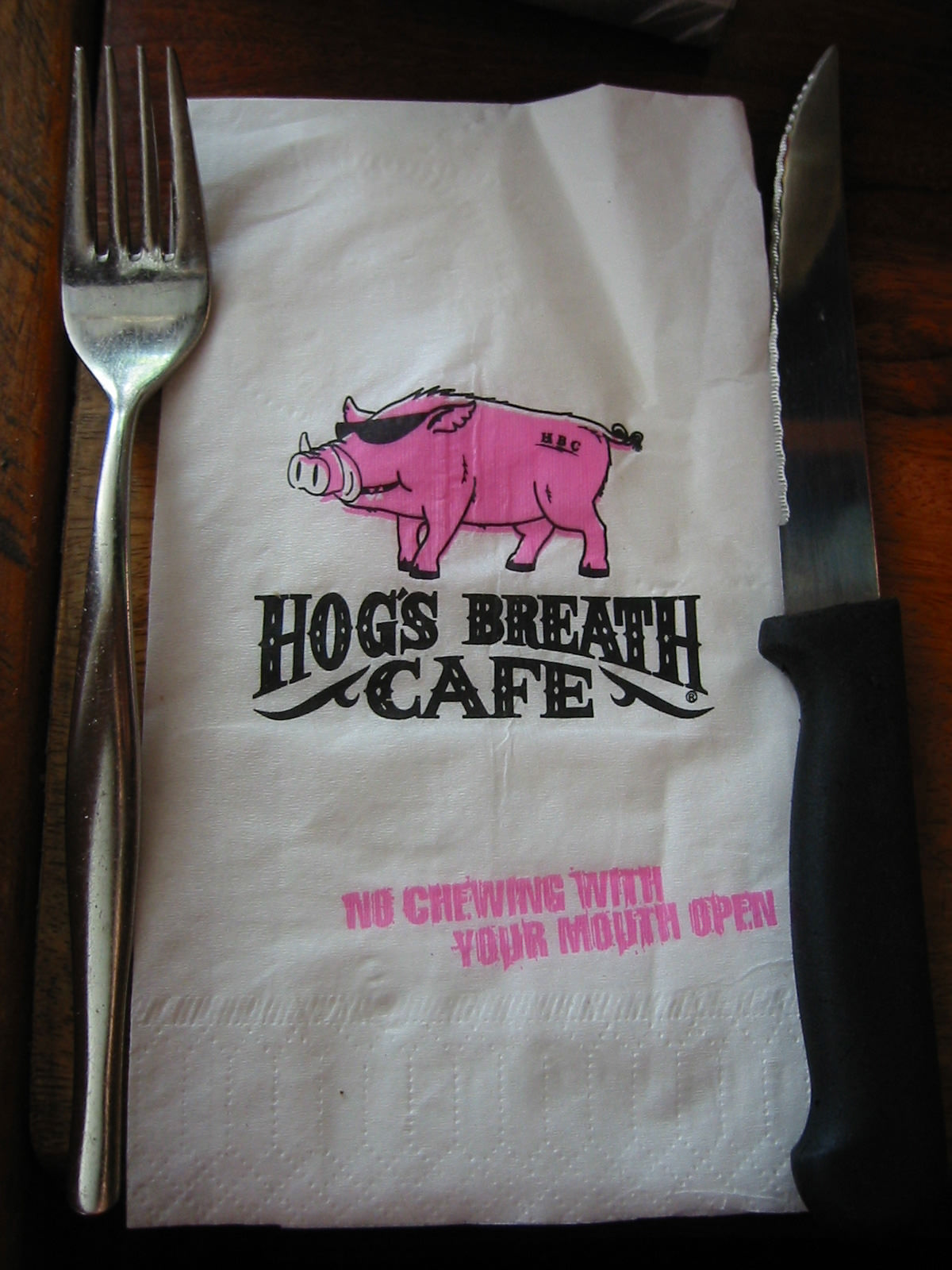 Hog's Breath Cafe napkin