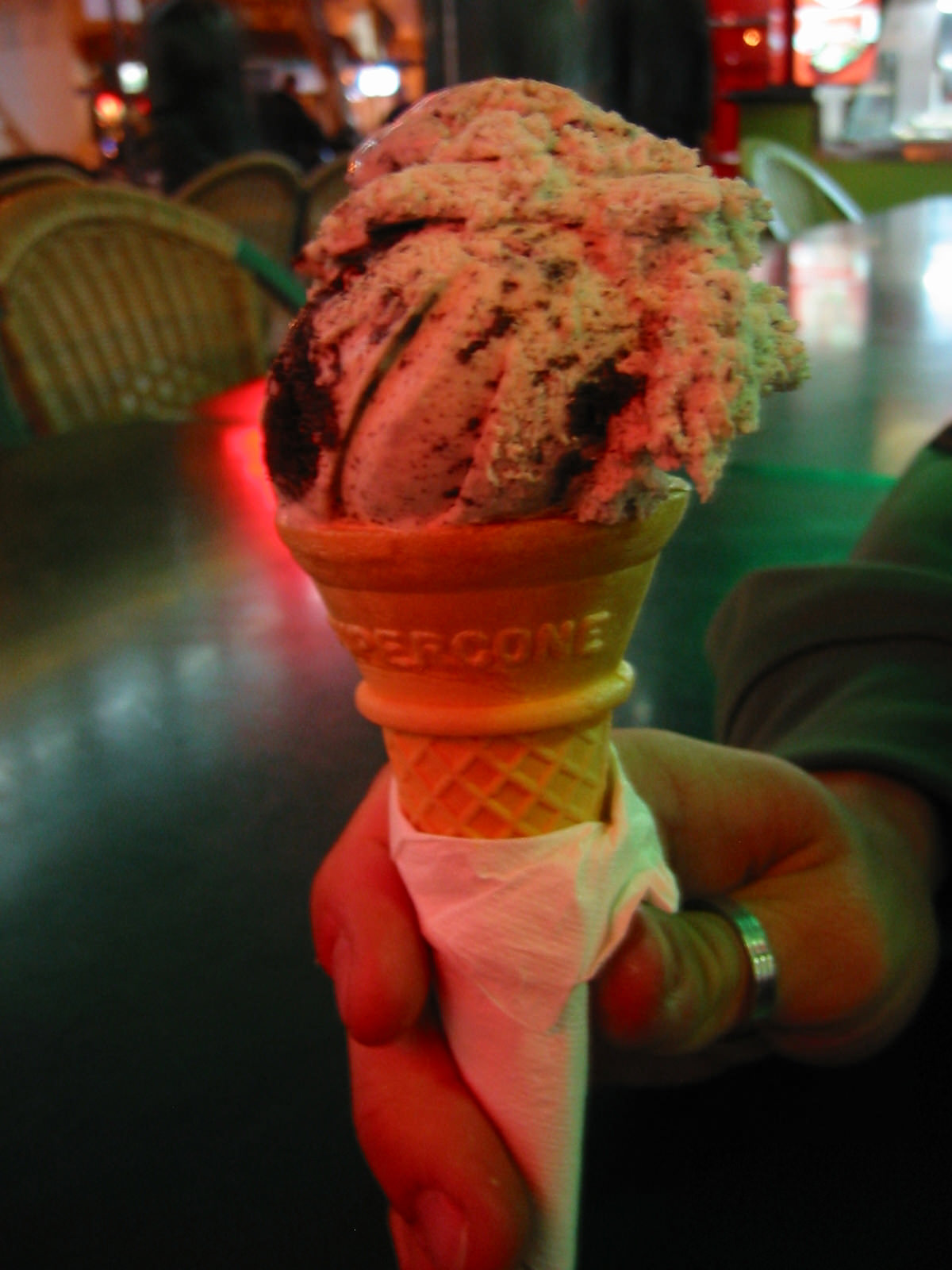 Cookie Cream Commotion on a cone