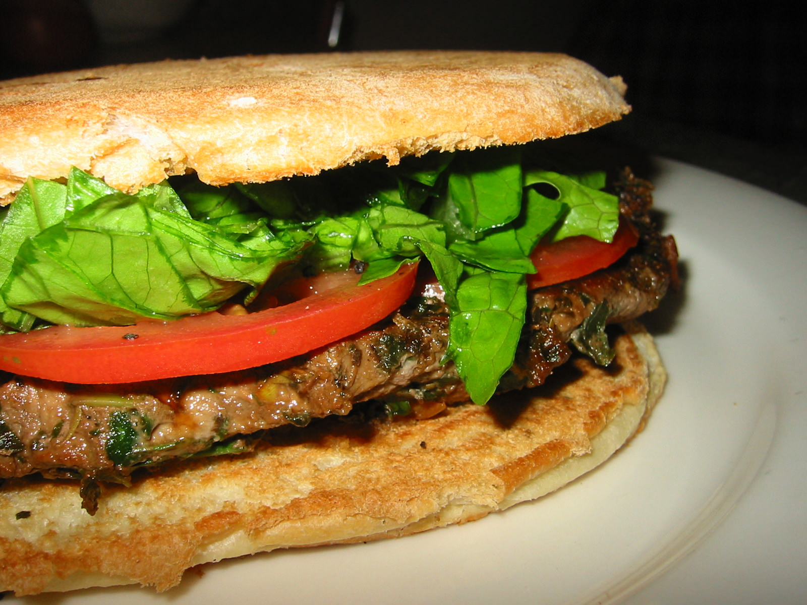 Marinated veal steak sandwich - closer