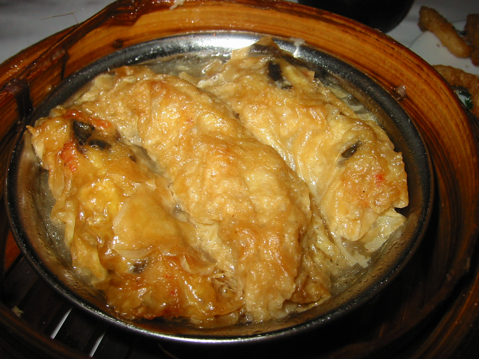 Pork and prawn steamed tofu skin dumplings