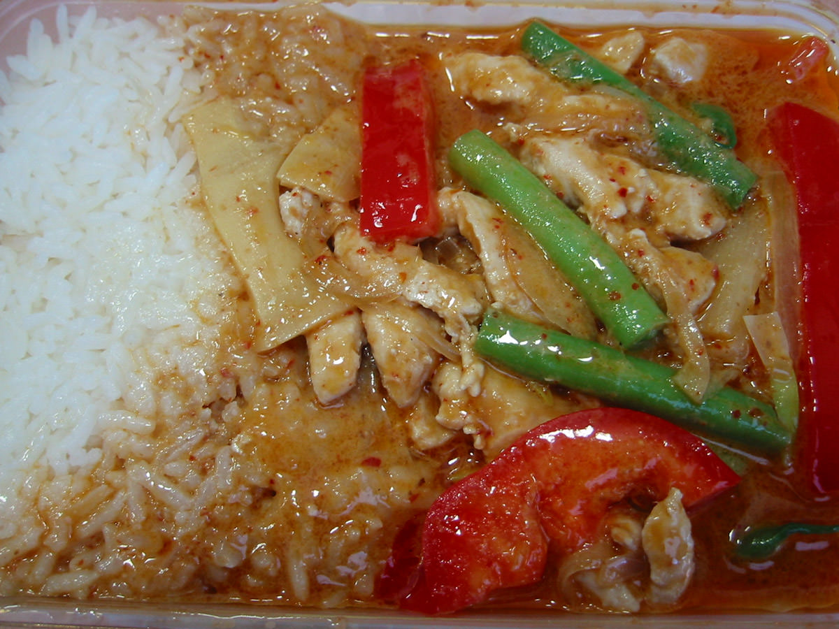 Thai red chicken curry and rice