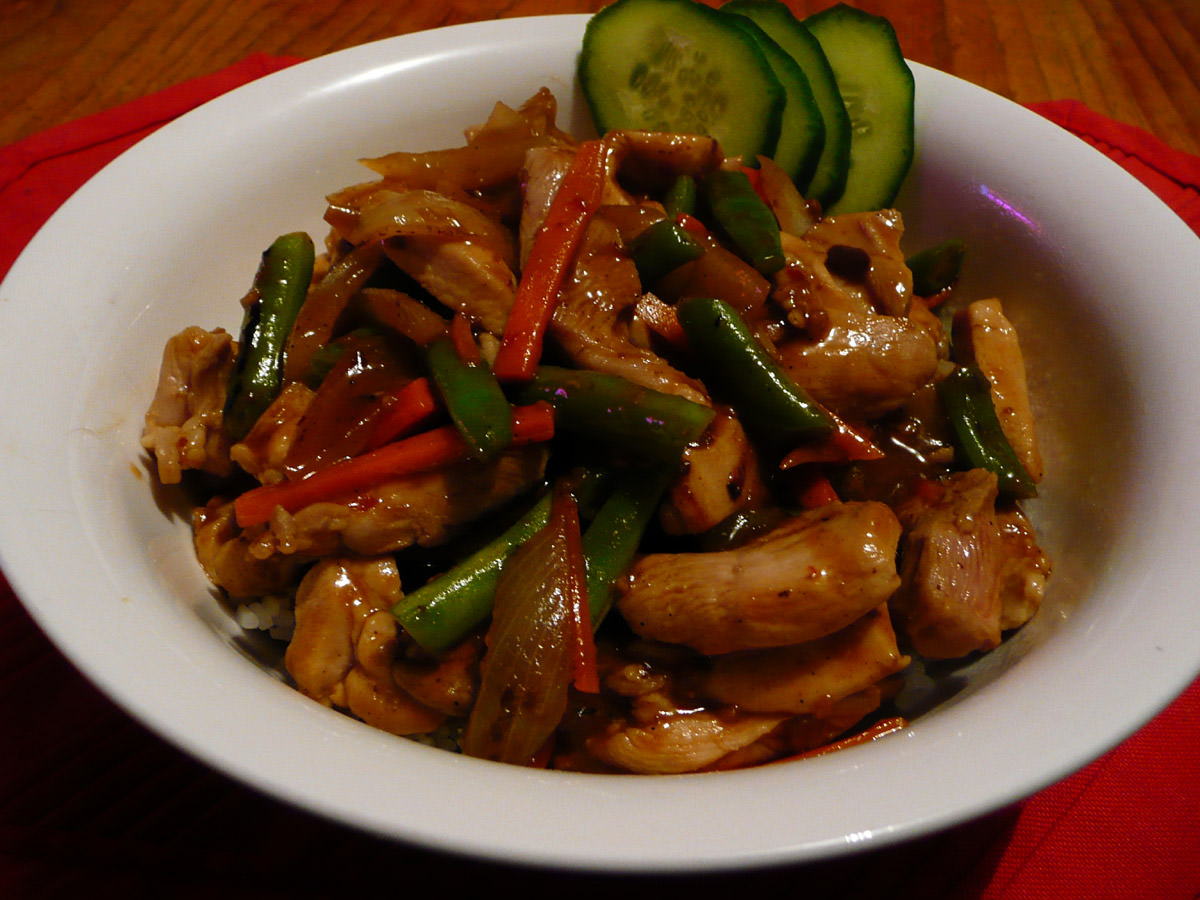 Szechuan chicken and vegie stir-fry