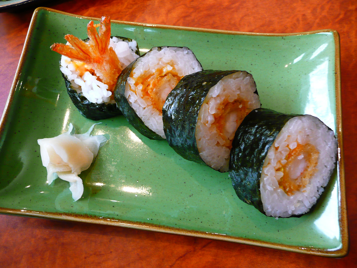 Crumbed prawn sushi