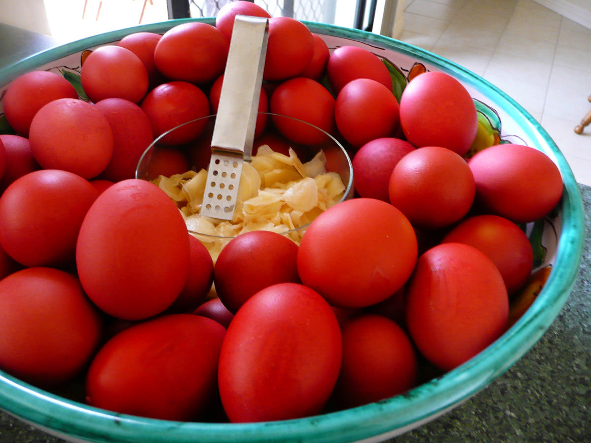 Red eggs with pickled ginger