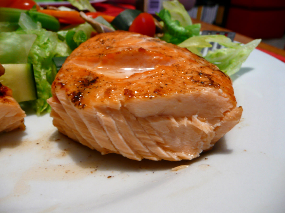 Grilled salmon cross-section