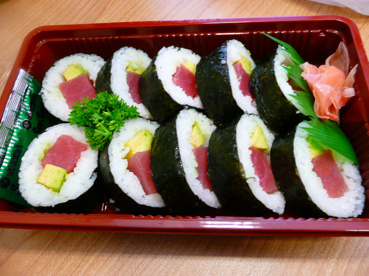 Raw tuna and avocado sushi