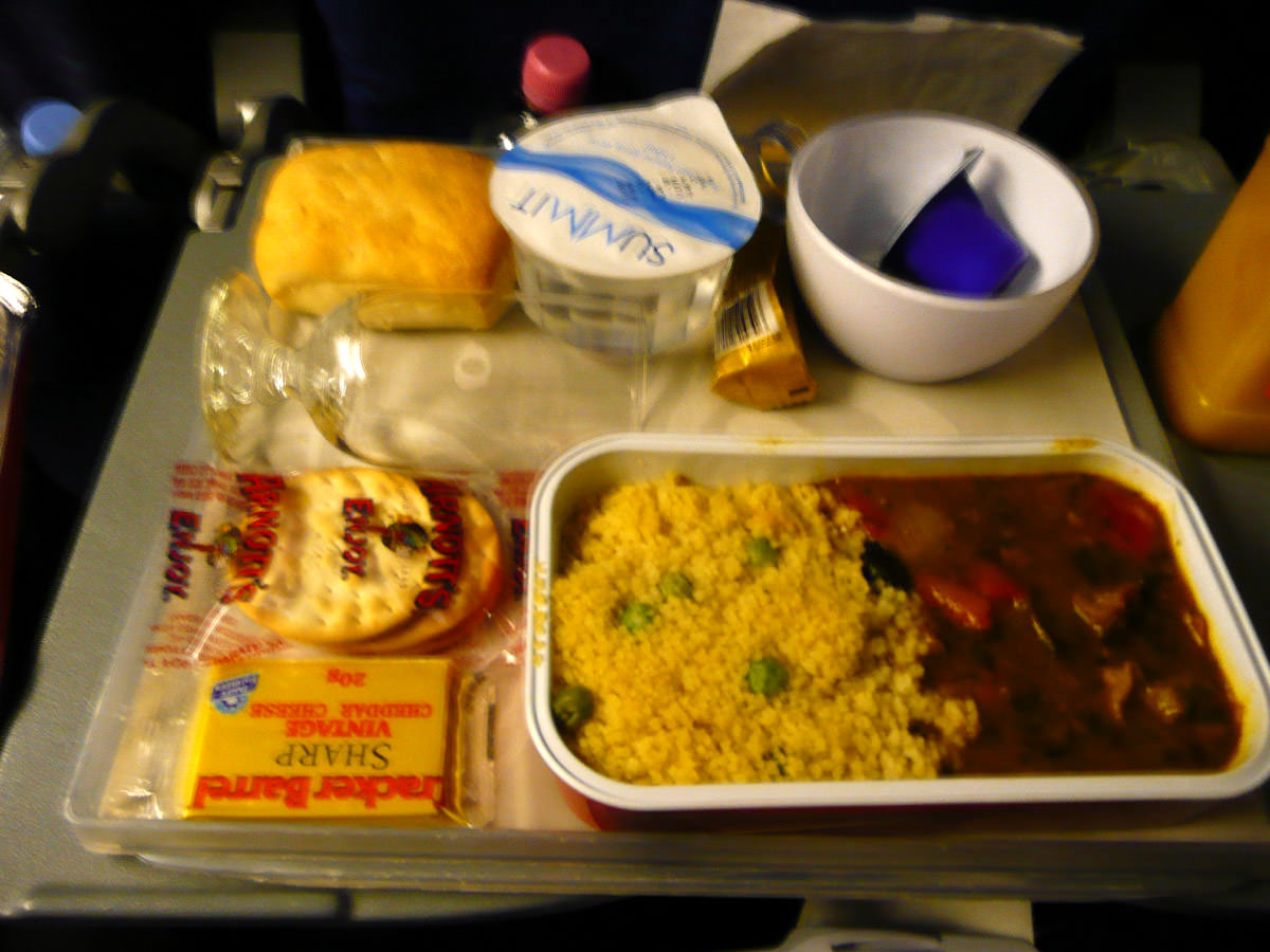 Airline meal - braised lamb chermoula with cous cous