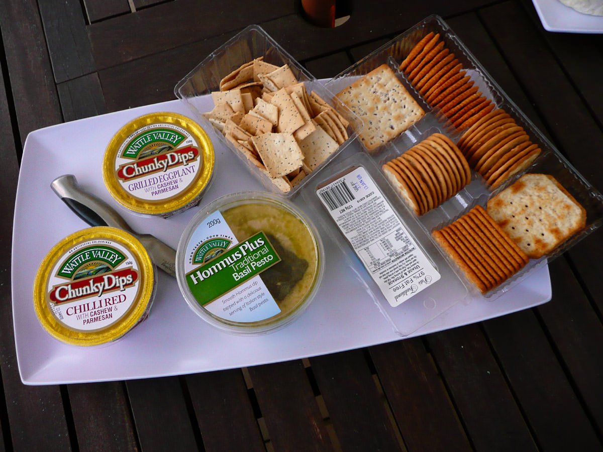 Dips and crackers