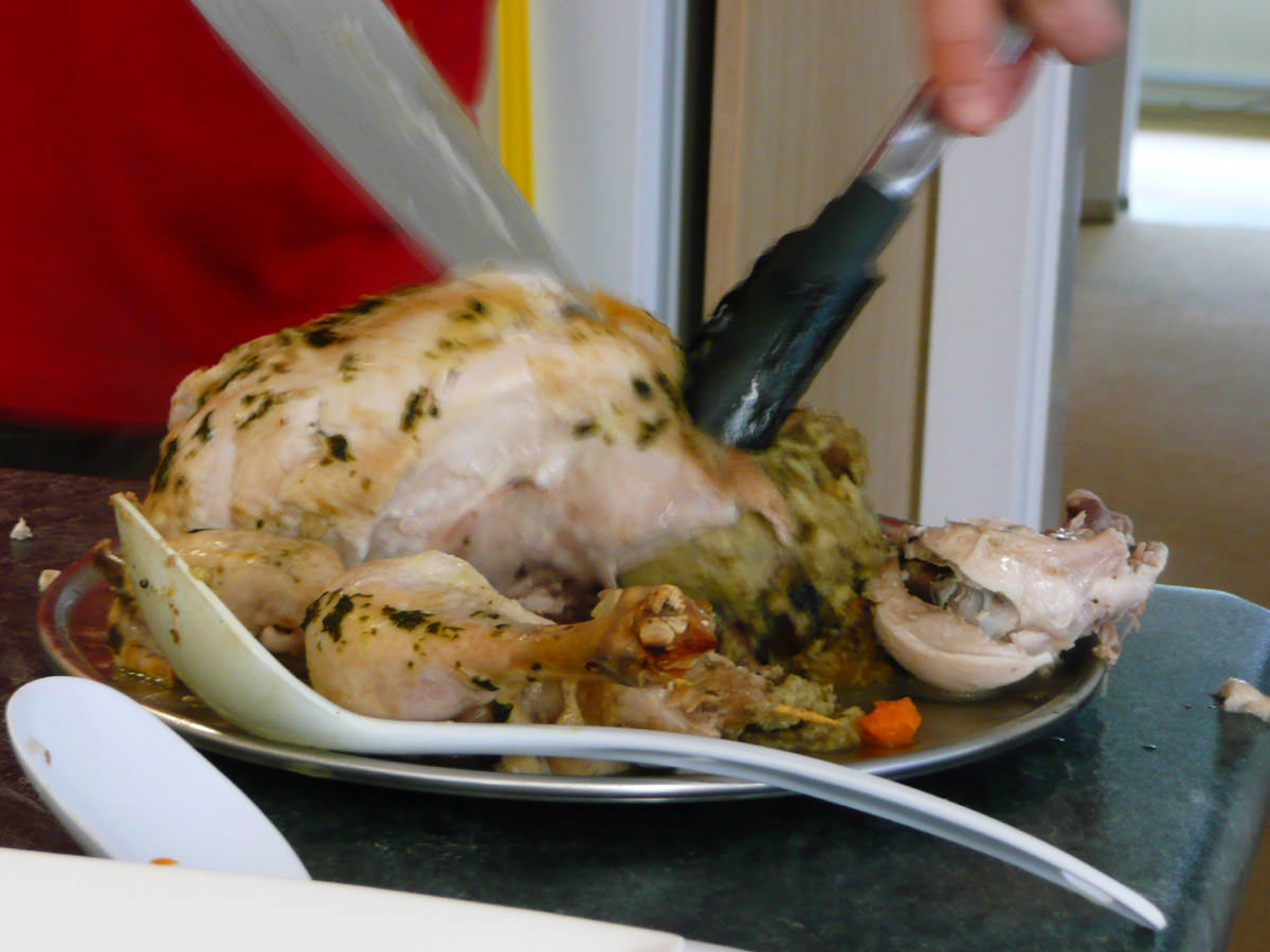 Carving the chicken
