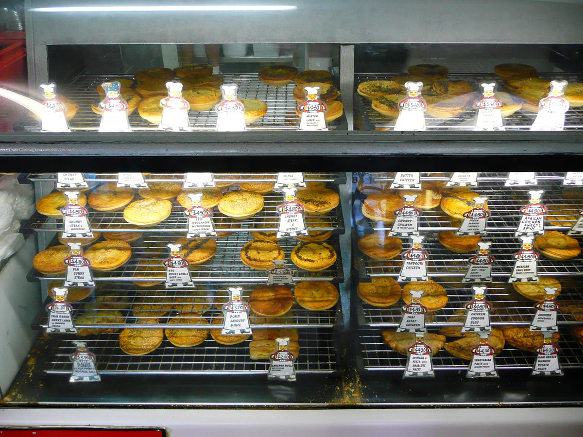 Pies on display