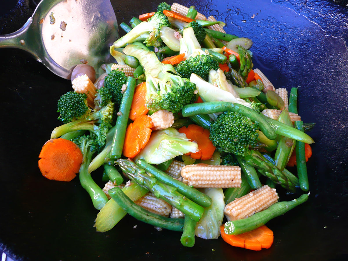 Stir-frying the vegies
