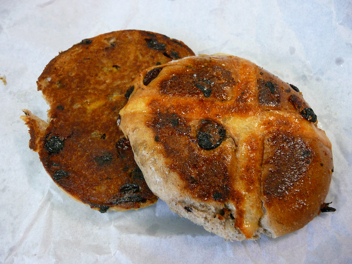 Toasted hot cross bun