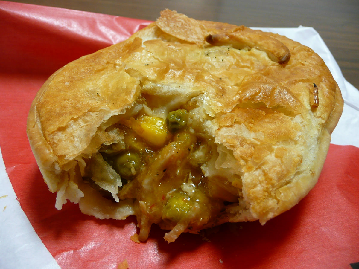 Chicken and vegetable pie after the couple of bites