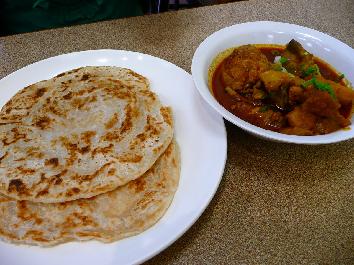Roti prata and chicken curry