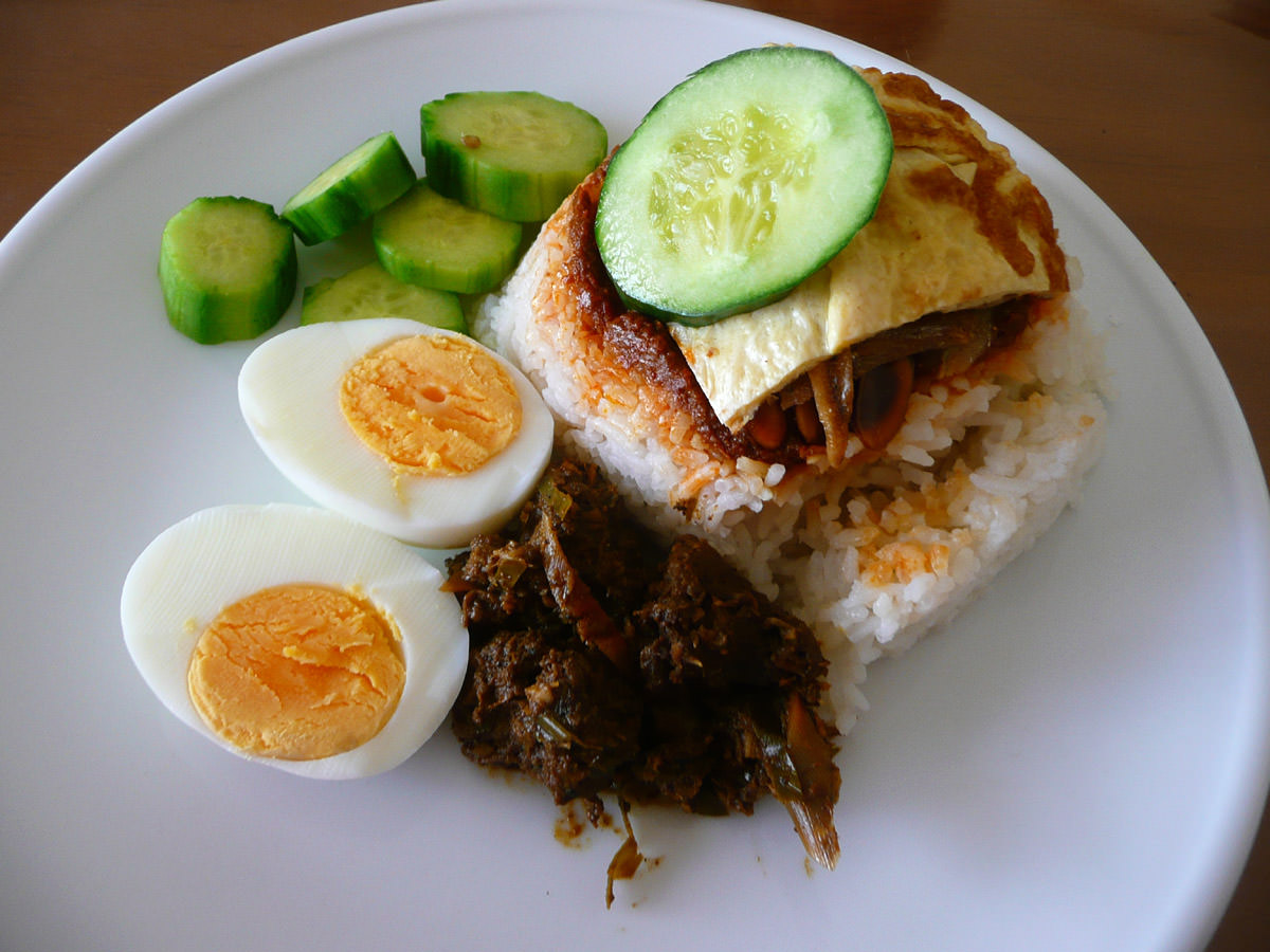 Nasi lemak with added trimmings