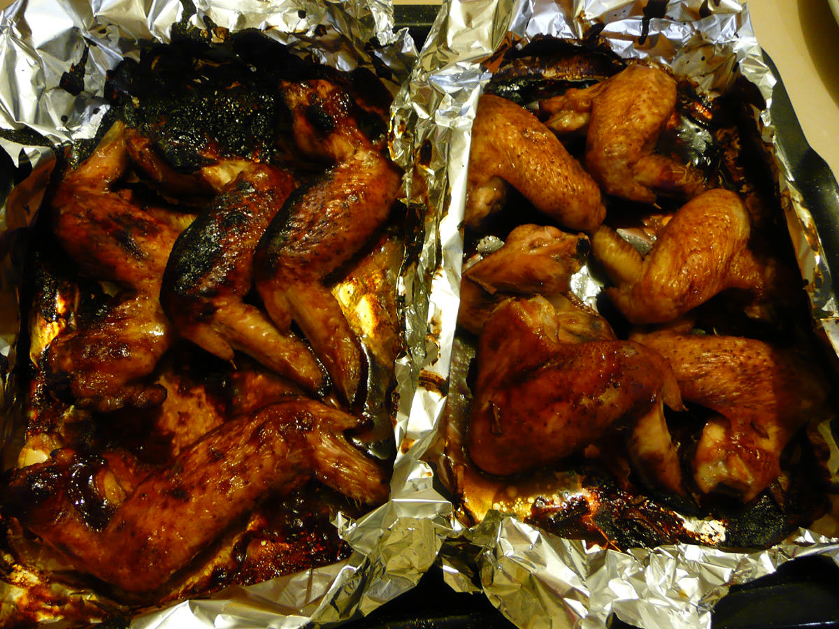 Two kinds of oven-baked chicken wings