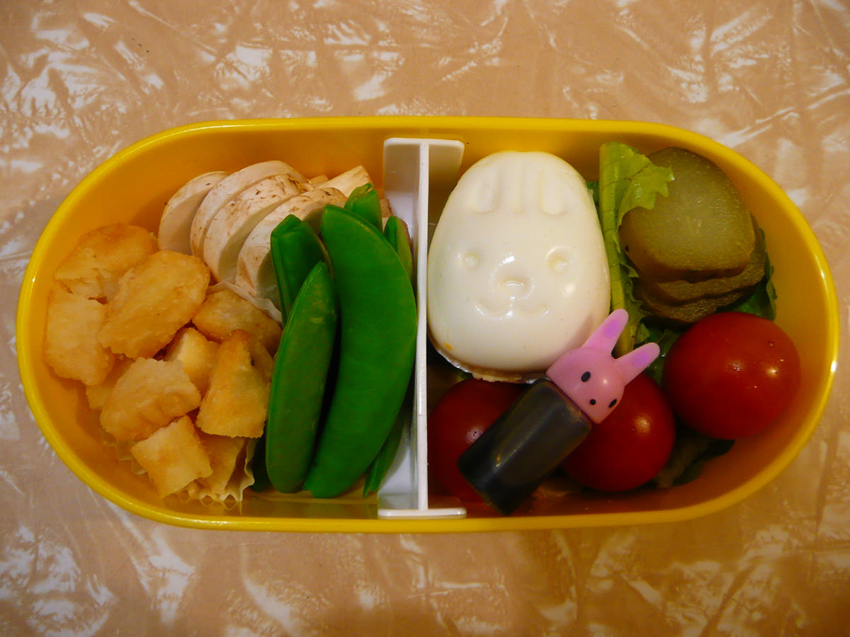 From my bento - bunny hard-boiled egg and other goodies