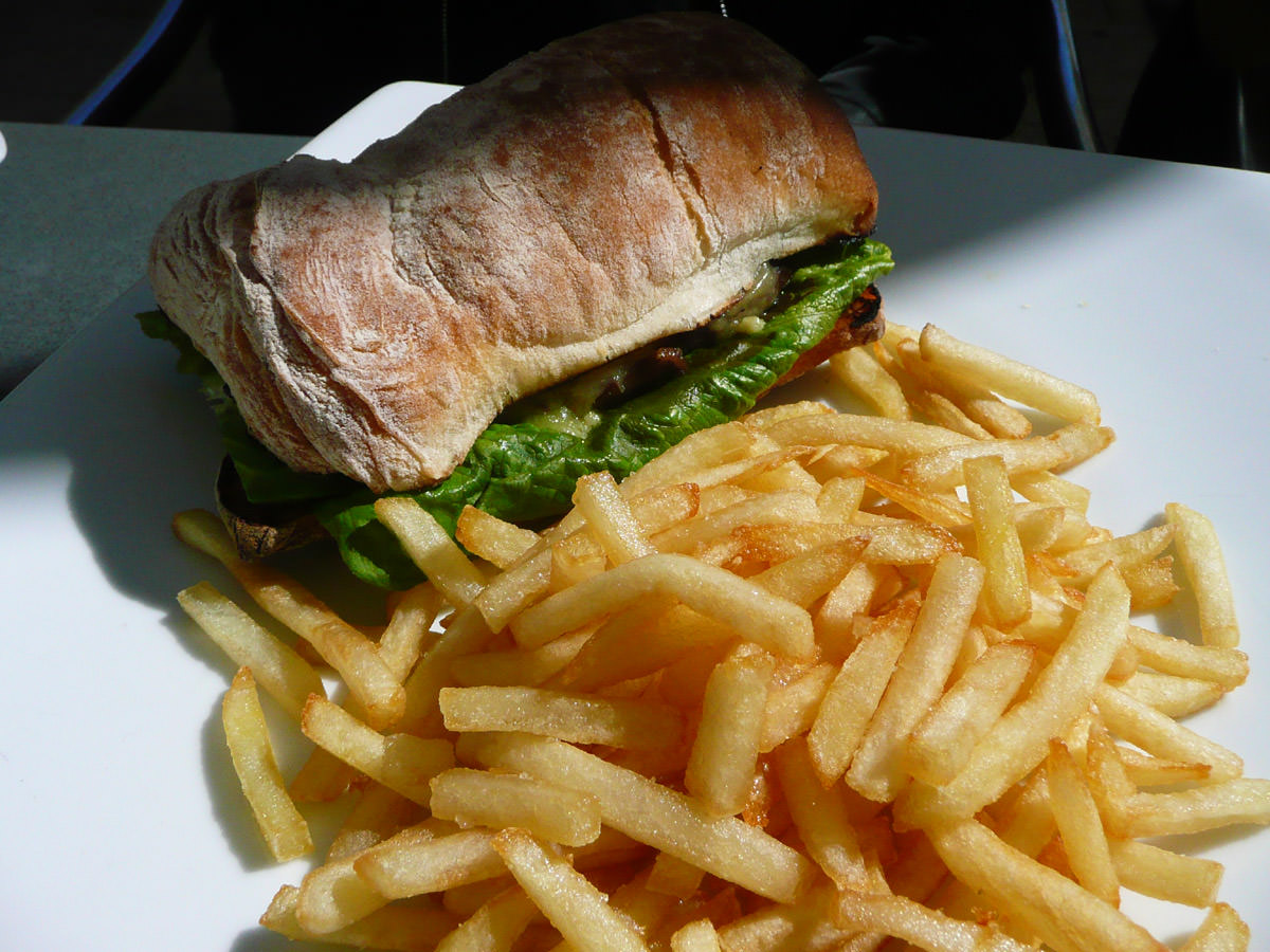 Steak sandwich and fries