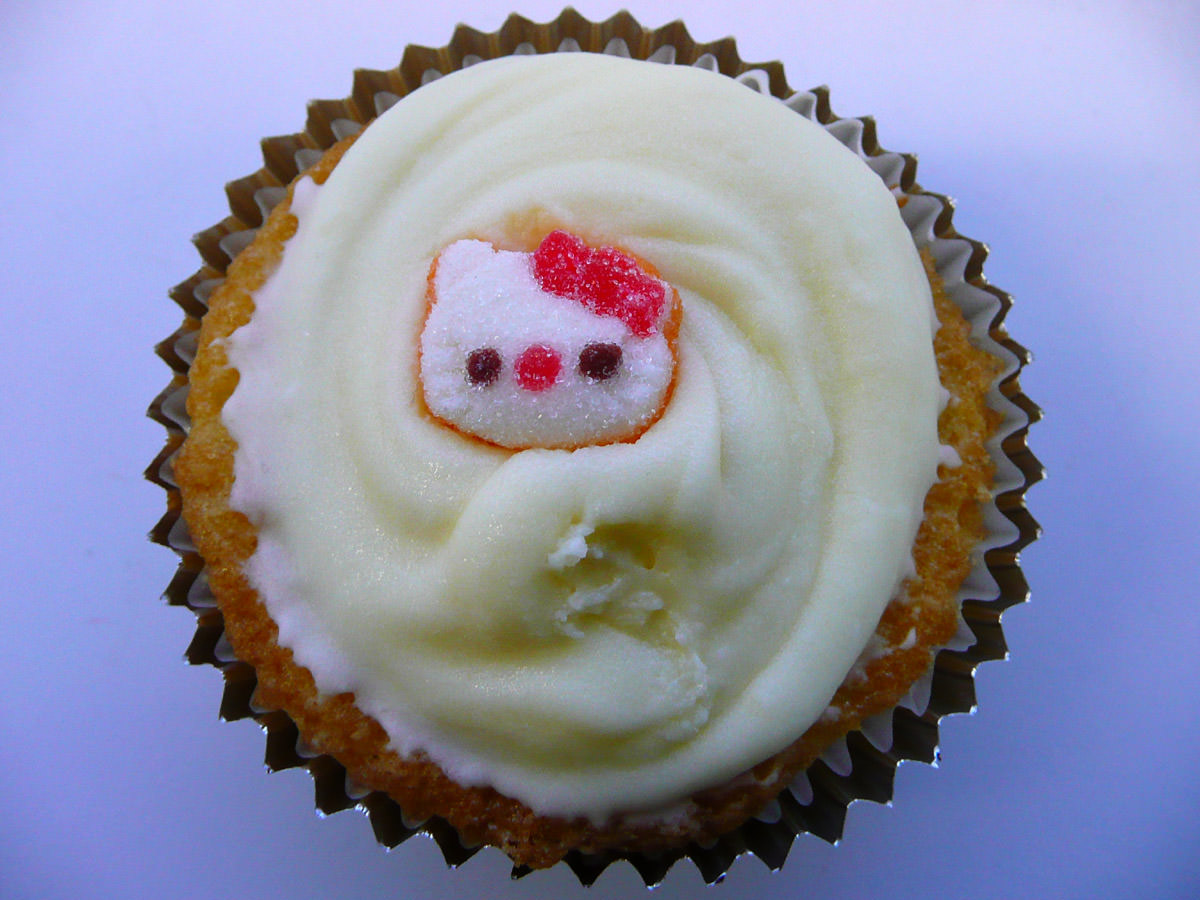 Lemon cupcake with Hello Kitty