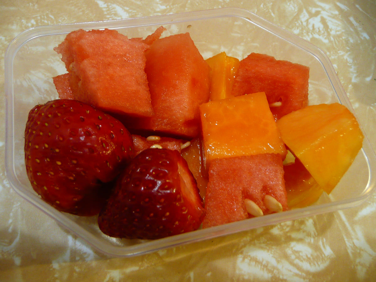 Strawberries, papaya and watermelon