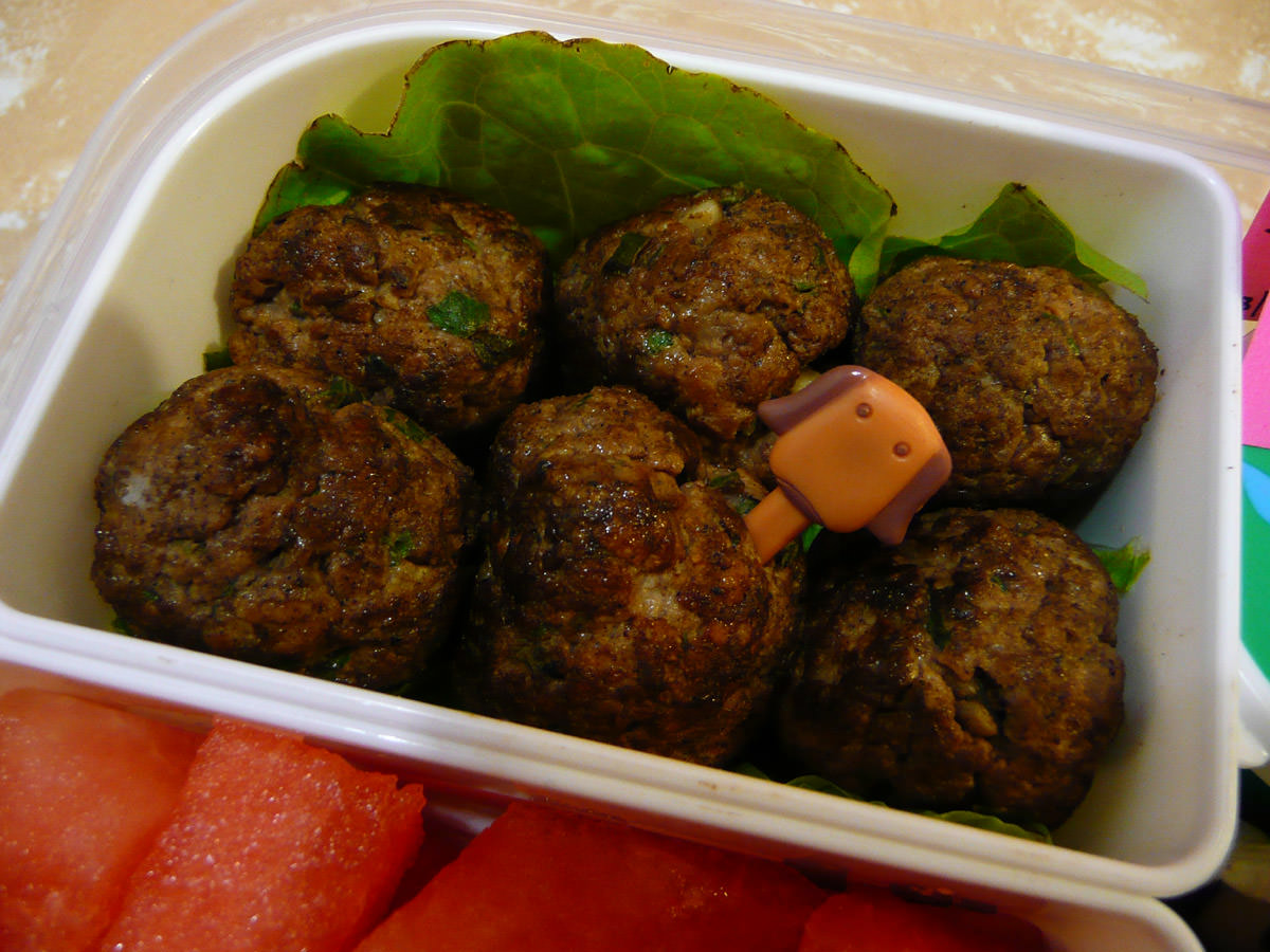 Meatballs with dog food pick