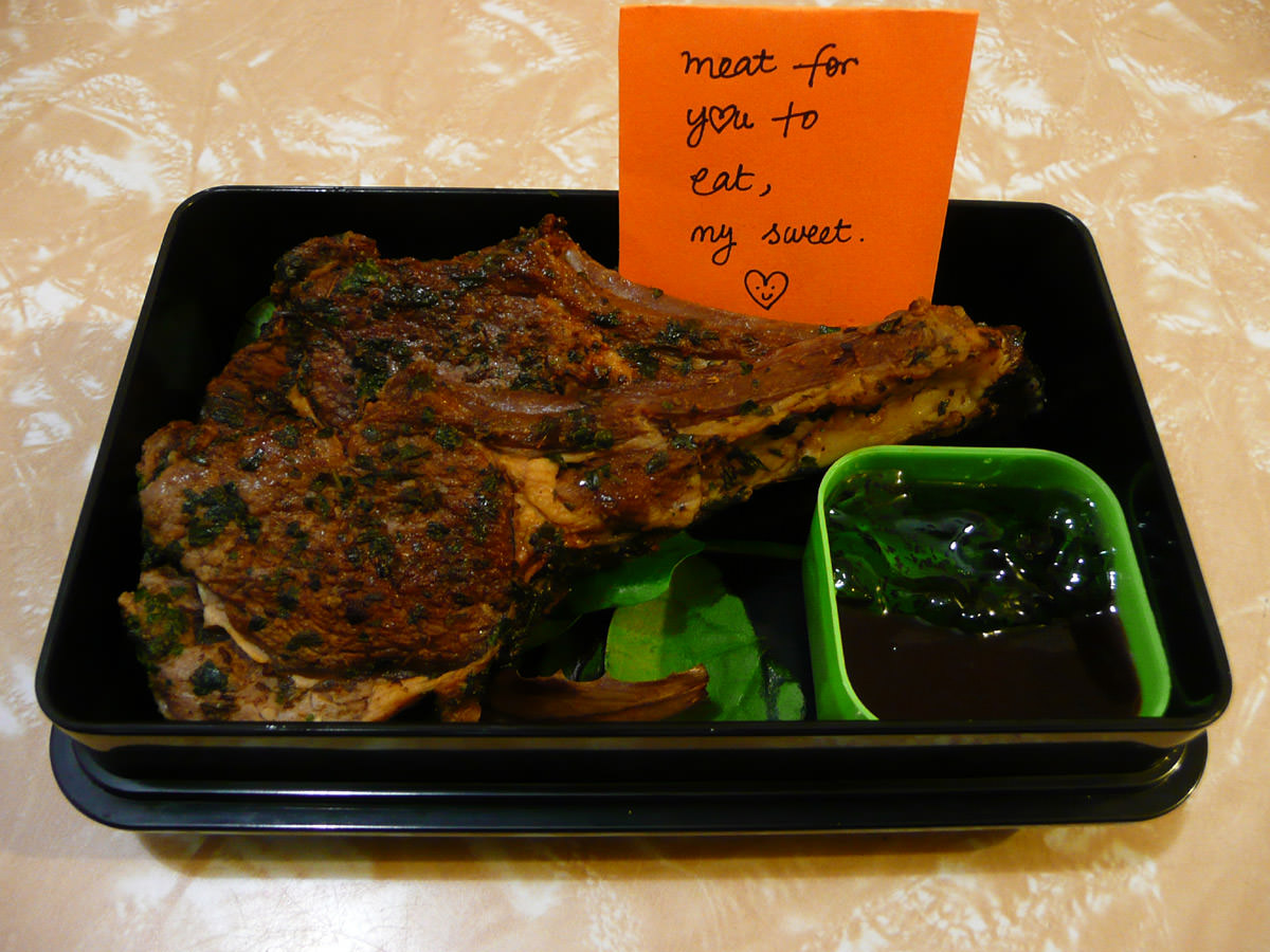 Jac's lamb cutlets with bento note